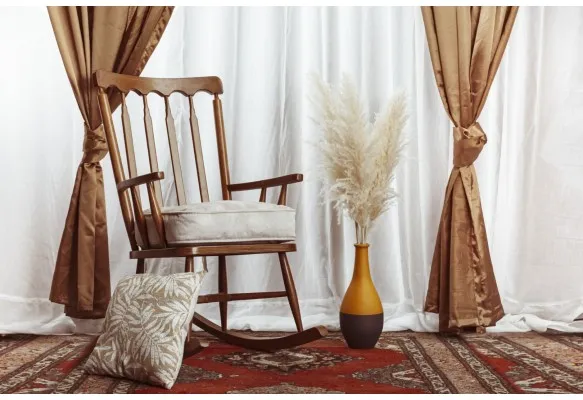 SERAMİK VAZO VE 4 ADET PAMUKLU PAMPAS ANTRASİT GRİ-HARDAL SARISI/KREM